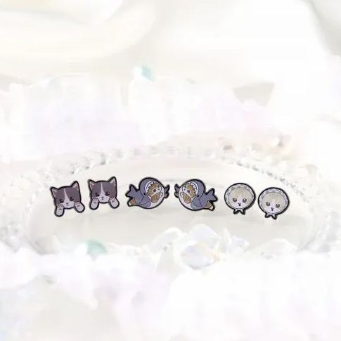 【訂貨】Mofusand 耳環套裝 - 鯊魚貓 / 蜜蜂貓