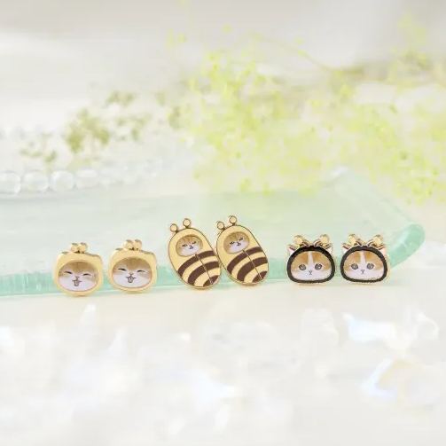 【訂貨】Mofusand 耳環套裝 - 鯊魚貓 / 蜜蜂貓