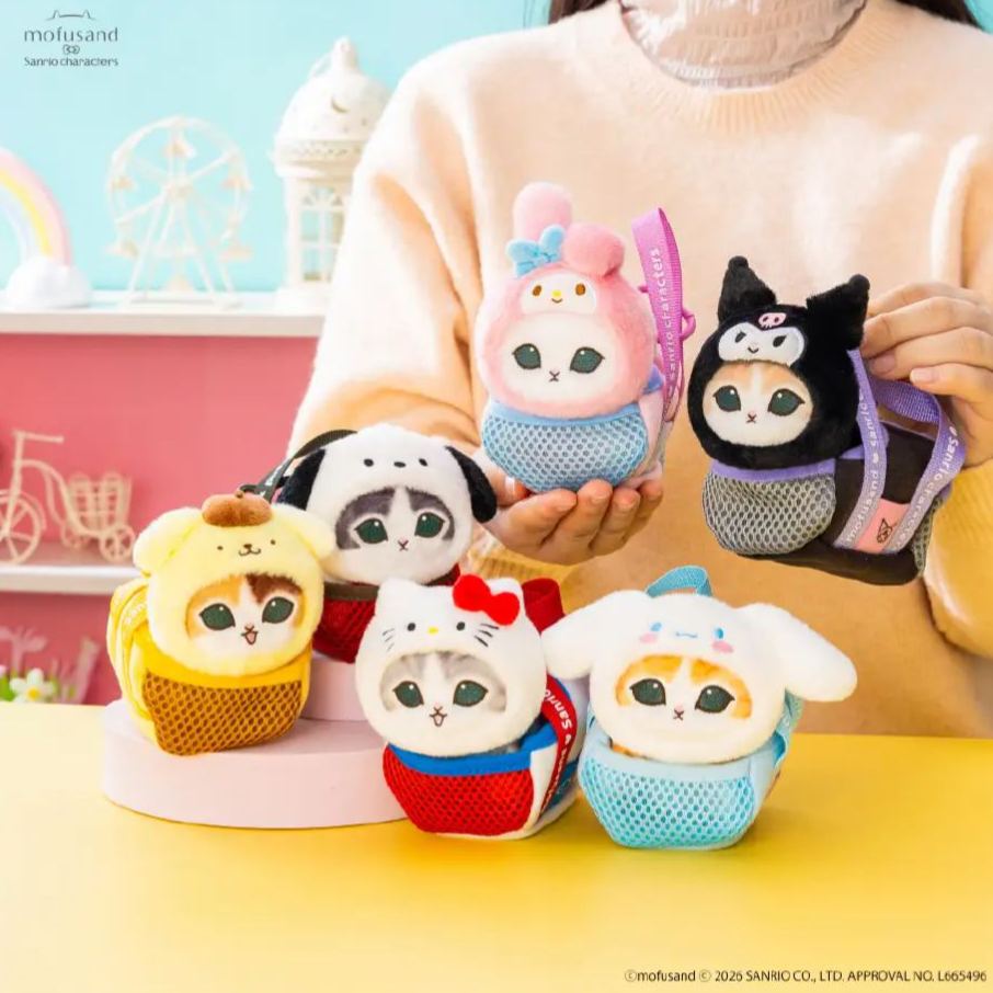 【預訂｜5月】Mofusand x Sanrio 聯乘系列 第三彈 - 公仔連寵物袋掛飾