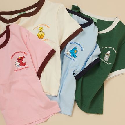 【預訂｜7月底】Sesame Street Market x Sanrio - 短版 Tshirt Elmo Cookie Monster Oscar Big Bird