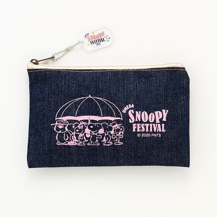 Umeda Snoopy Fest. 2026 Limited Edition - Denim Flat Pouch with Small Charm