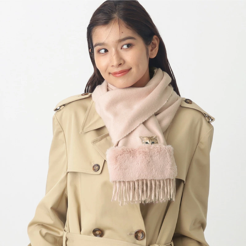 【訂貨】PAUL & JOE ACCESSOIRES 刺繡圖案 貓咪 花朵 保暖圍巾 頸巾