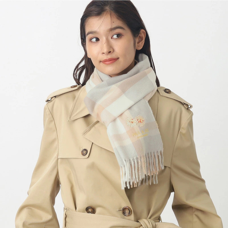 【訂貨】PAUL & JOE ACCESSOIRES 刺繡圖案 貓咪 花朵 保暖圍巾 頸巾