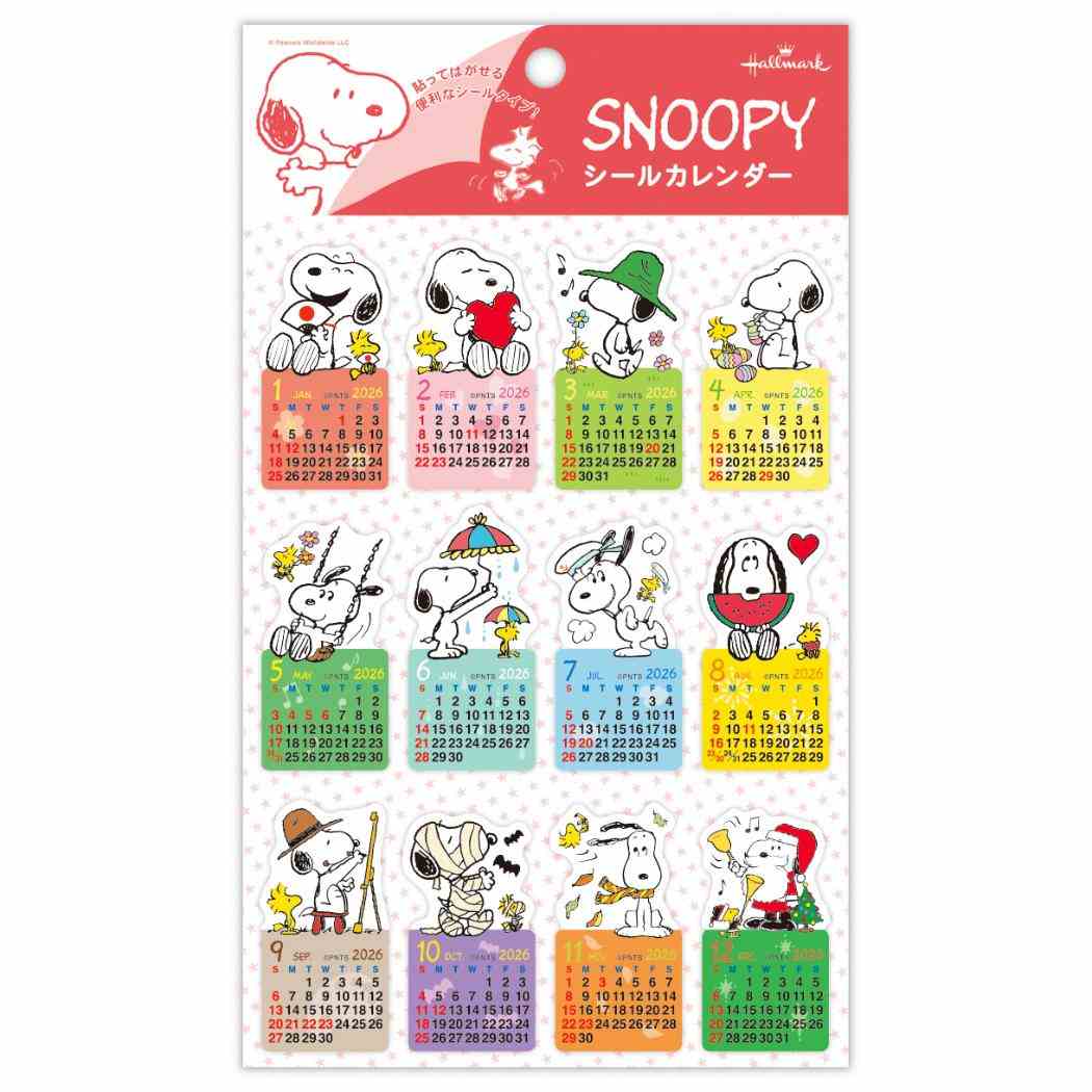 Snoopy 2026 月曆貼紙