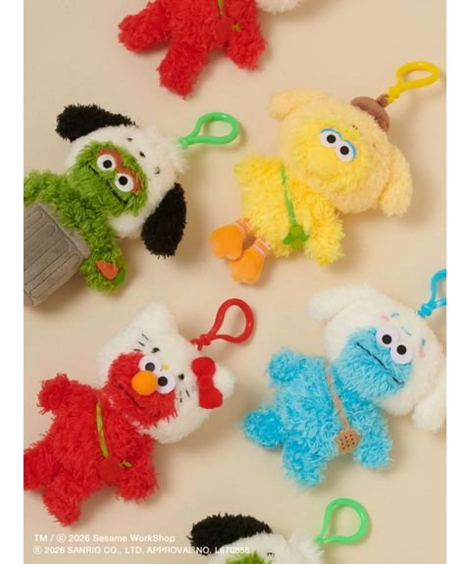 【預訂｜7月底】Sesame Street Market x Sanrio - 掛飾公仔 Elmo Cookie Monster Oscar Big Bird