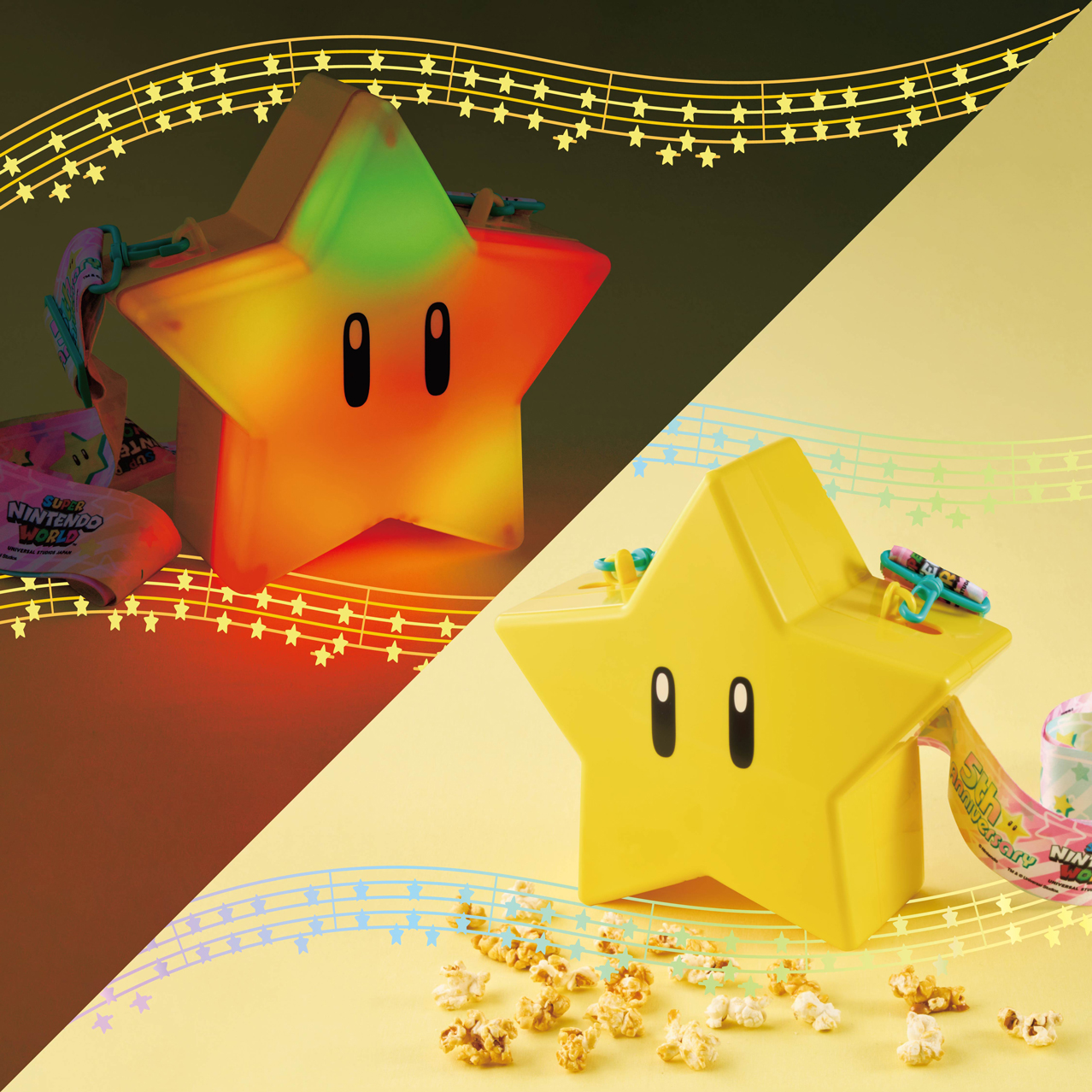 【訂貨】USJ 任天堂世界 Mario園區 5週年限定 - 星星爆谷桶 爆米花桶 彩色閃燈 發聲