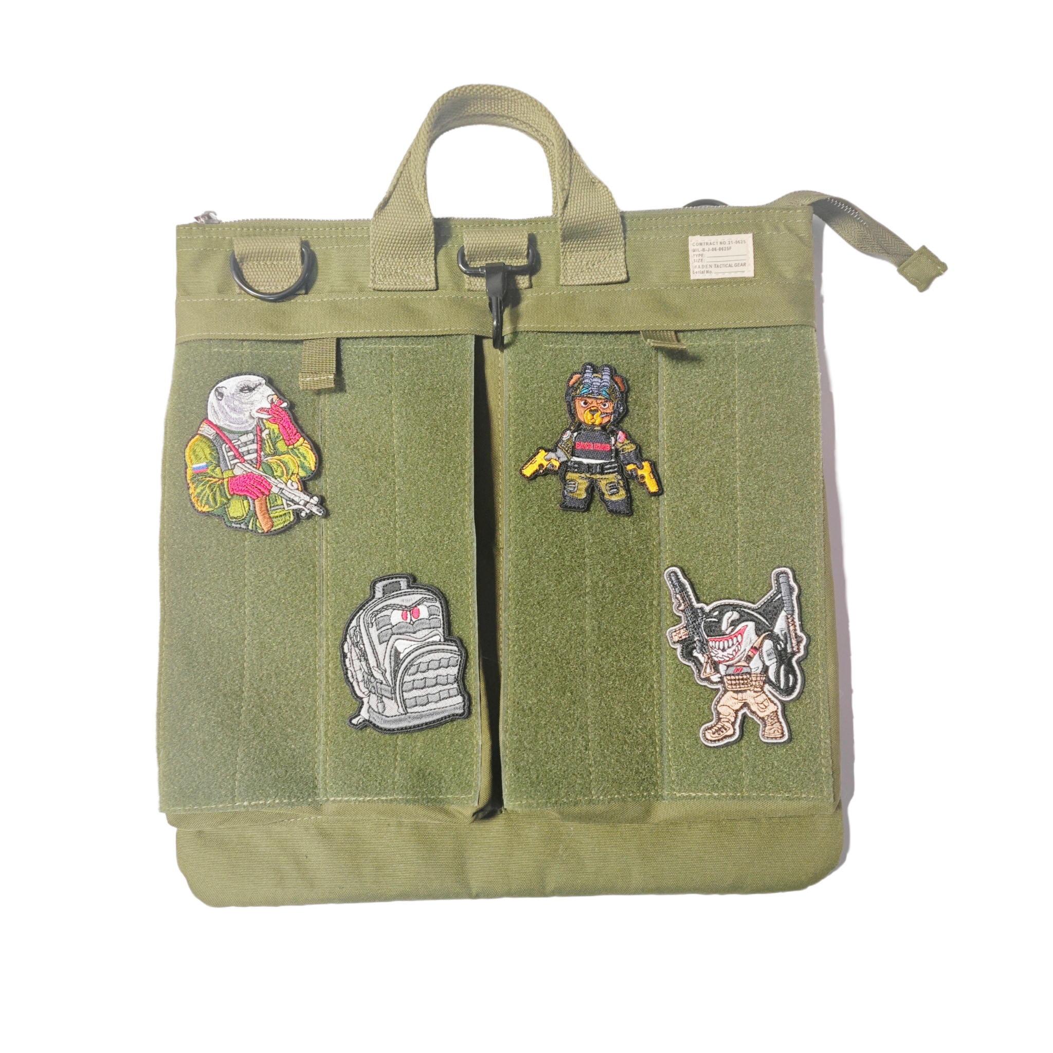 【魔鬼氈定制版】頭盔帆布斜挎單肩大容量平板電腦手提包男-Retro's Wear