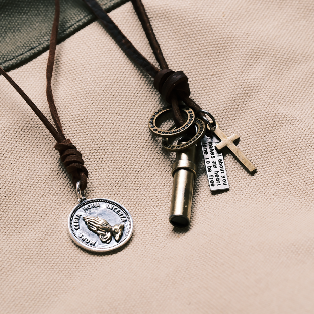 美式復古金屬求生哨子戰術戶外項鍊皮鏈露營吊墜配飾-Retro's Wear