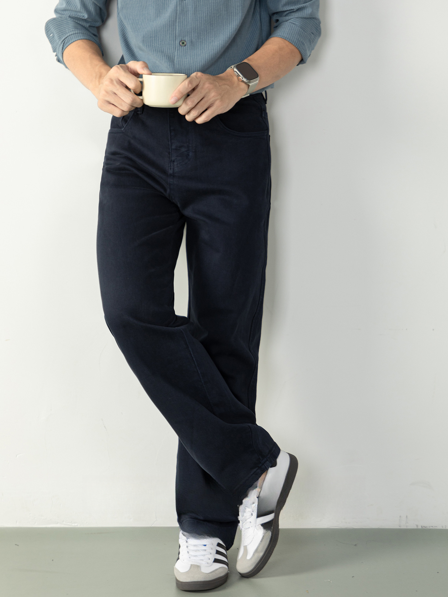 【都市簡約風】水洗耐磨休閒牛仔褲男長褲秋冬季親膚微闊舒適通勤