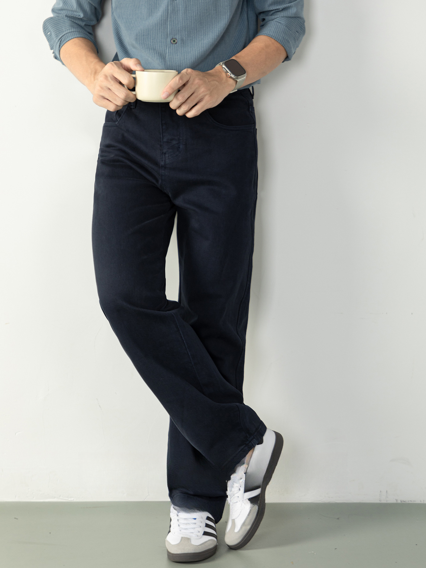 【都市簡約風】水洗耐磨休閒牛仔褲男長褲秋冬季親膚微闊舒適通勤