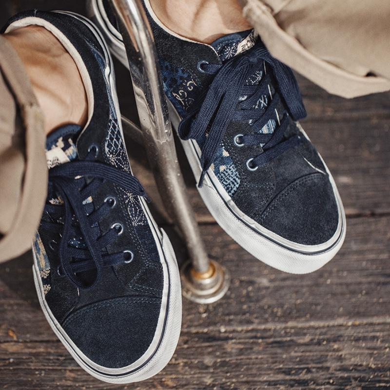 男鞋秋季2022新款帆布鞋腰果花板鞋潮古布印花低幫休閒鞋-Retro's Wear