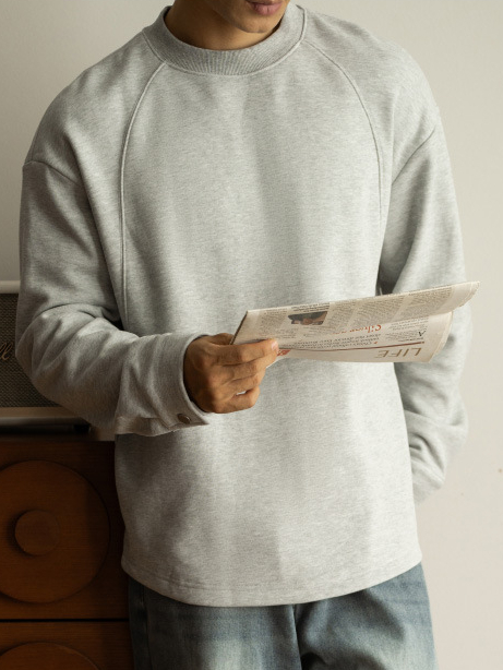 日系重磅加絨加厚插肩襯衫袖衛衣男青年新款休閒長袖打底T恤