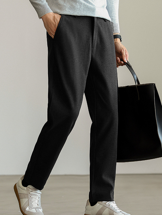 秋冬毛呢青年西褲商務輕熟休閒彈力直筒垂感九分褲高級感