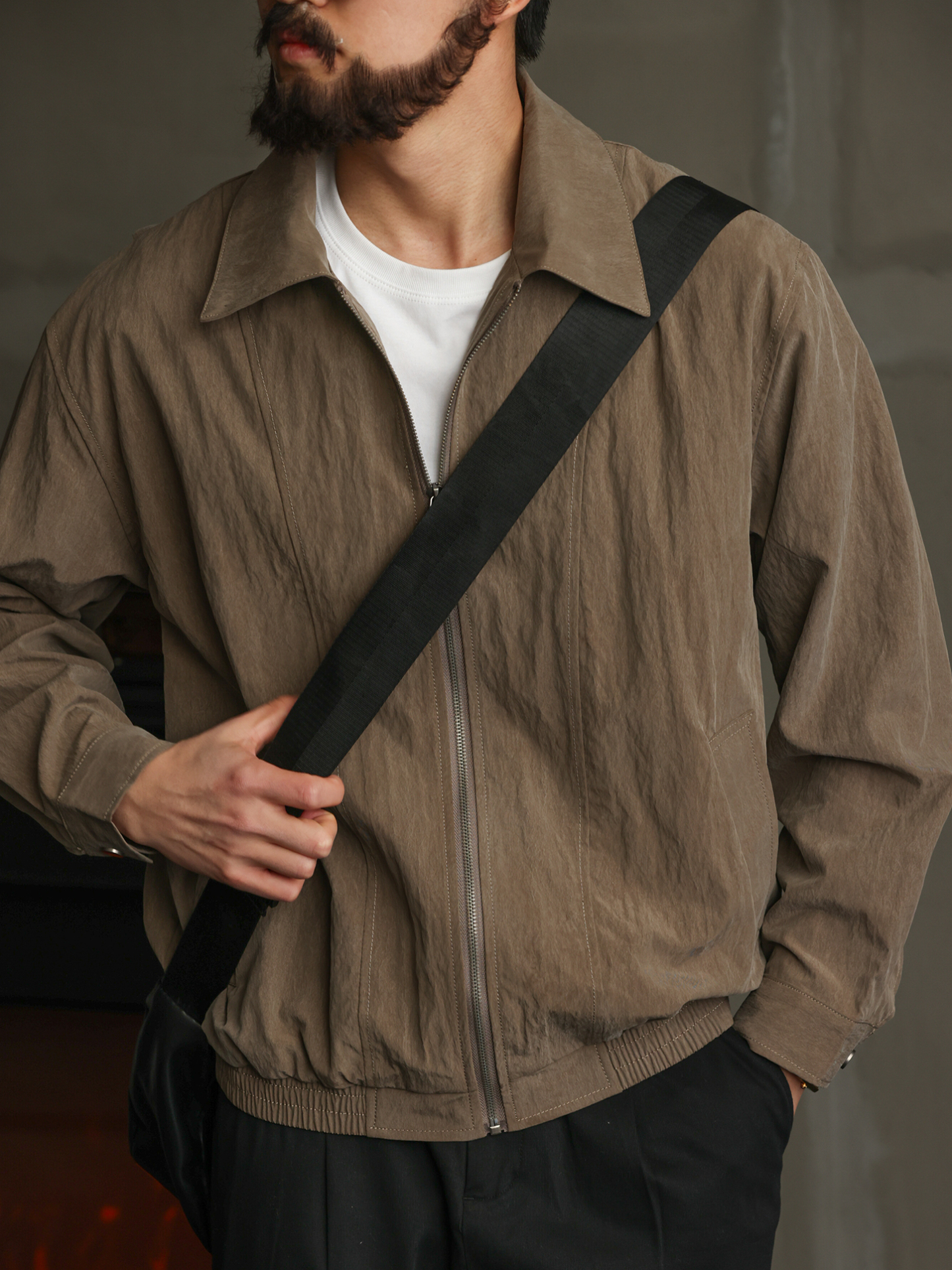 【輕薄零壓感】秋季萊塞爾翻領外套男休閒通勤輕量化夾克