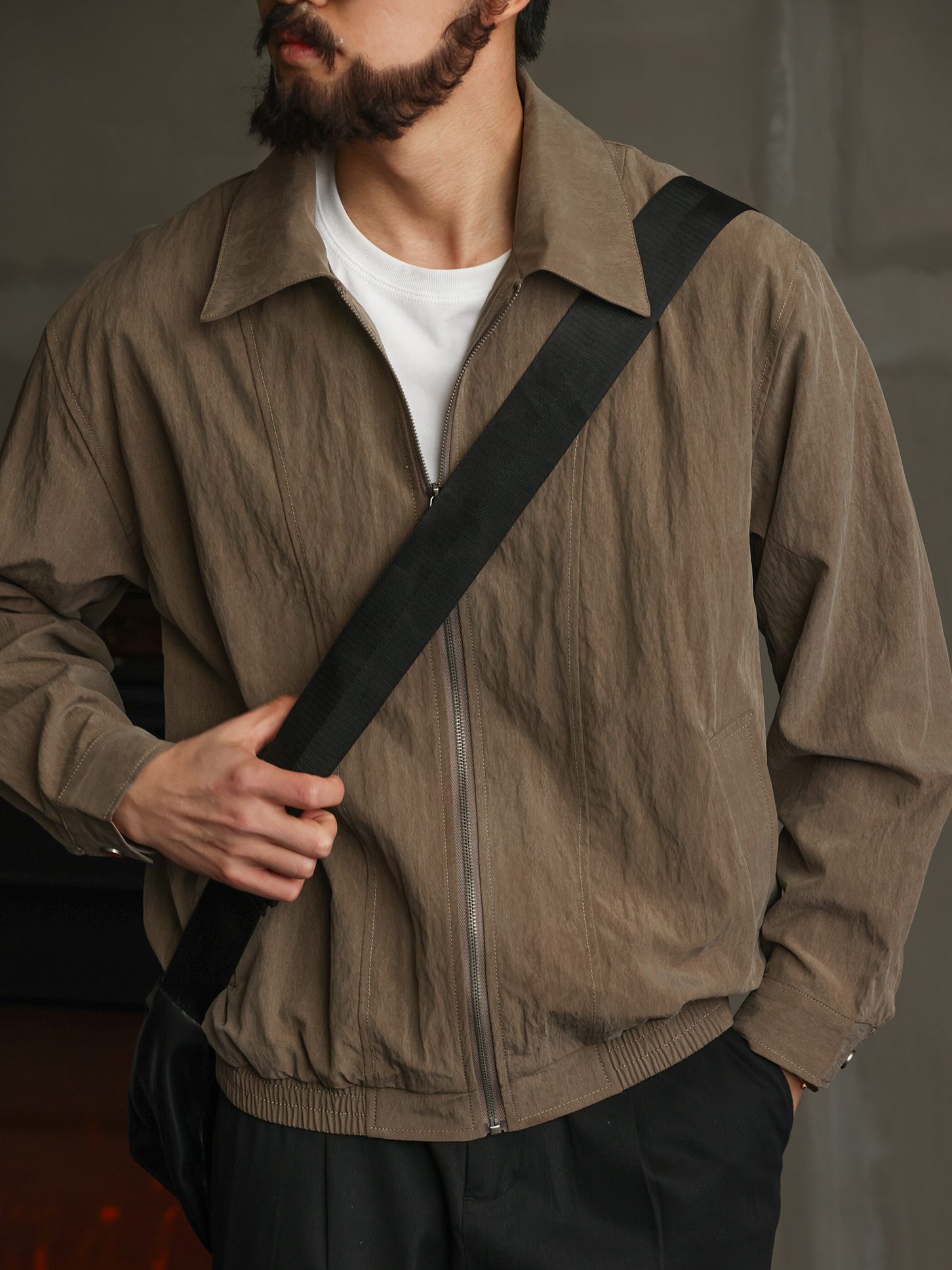 【輕薄零壓感】秋季萊塞爾翻領外套男休閒通勤輕量化夾克