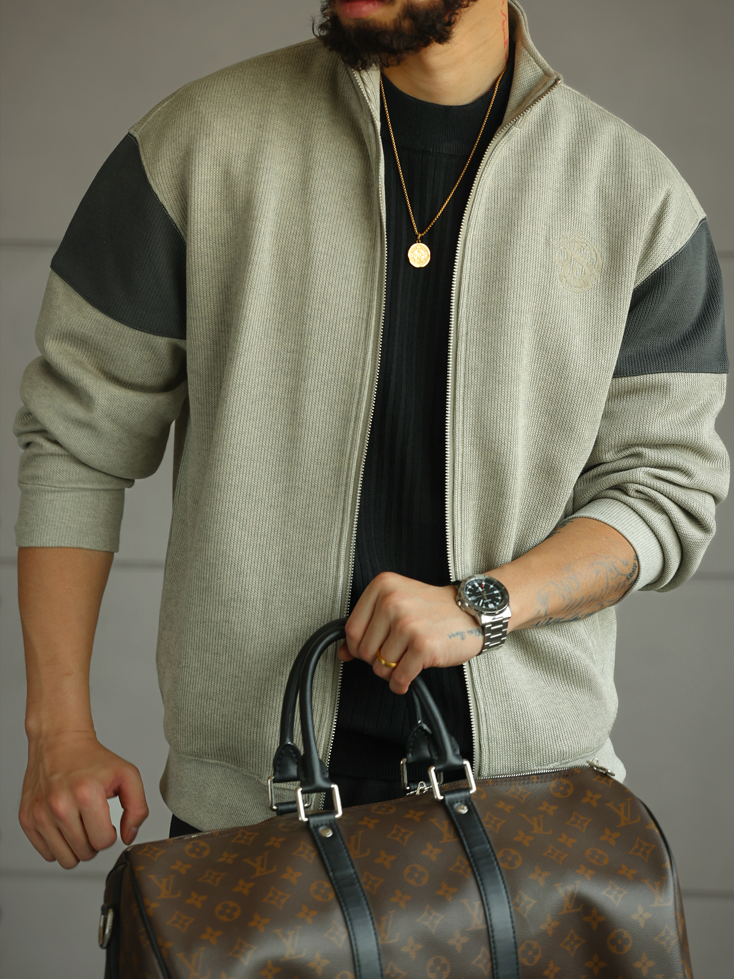 【紳士型格】拼色衛衣拉鍊外套男秋季高級感立領刺繡上衣