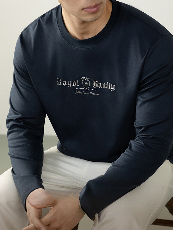 頂奢【液氨磨毛&慕斯絨感棉】男士100%純棉親膚柔滑秋冬長袖T恤衫