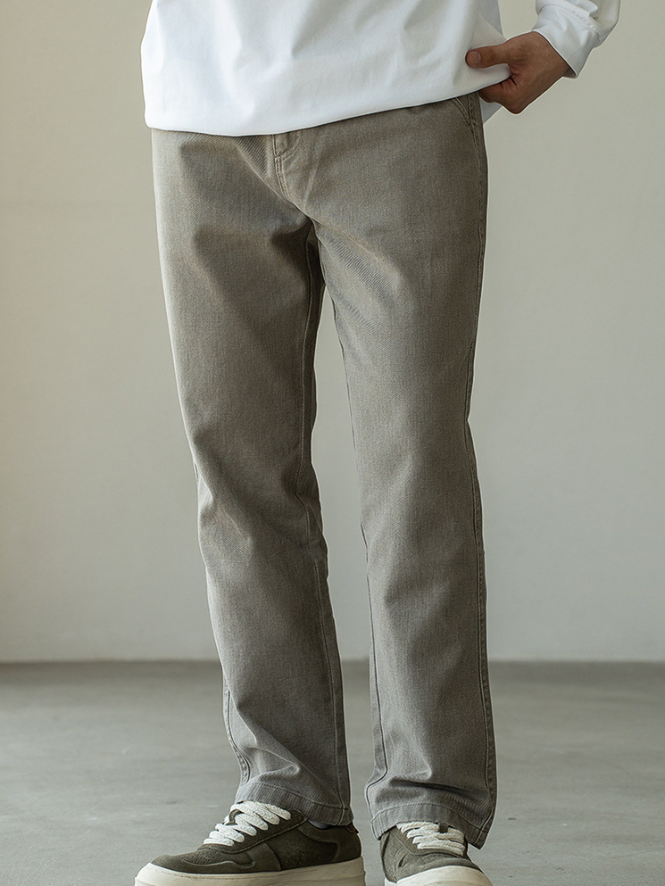 Cleanfit風復古洗水直筒牛仔褲男士2025秋季純色休閒長褲