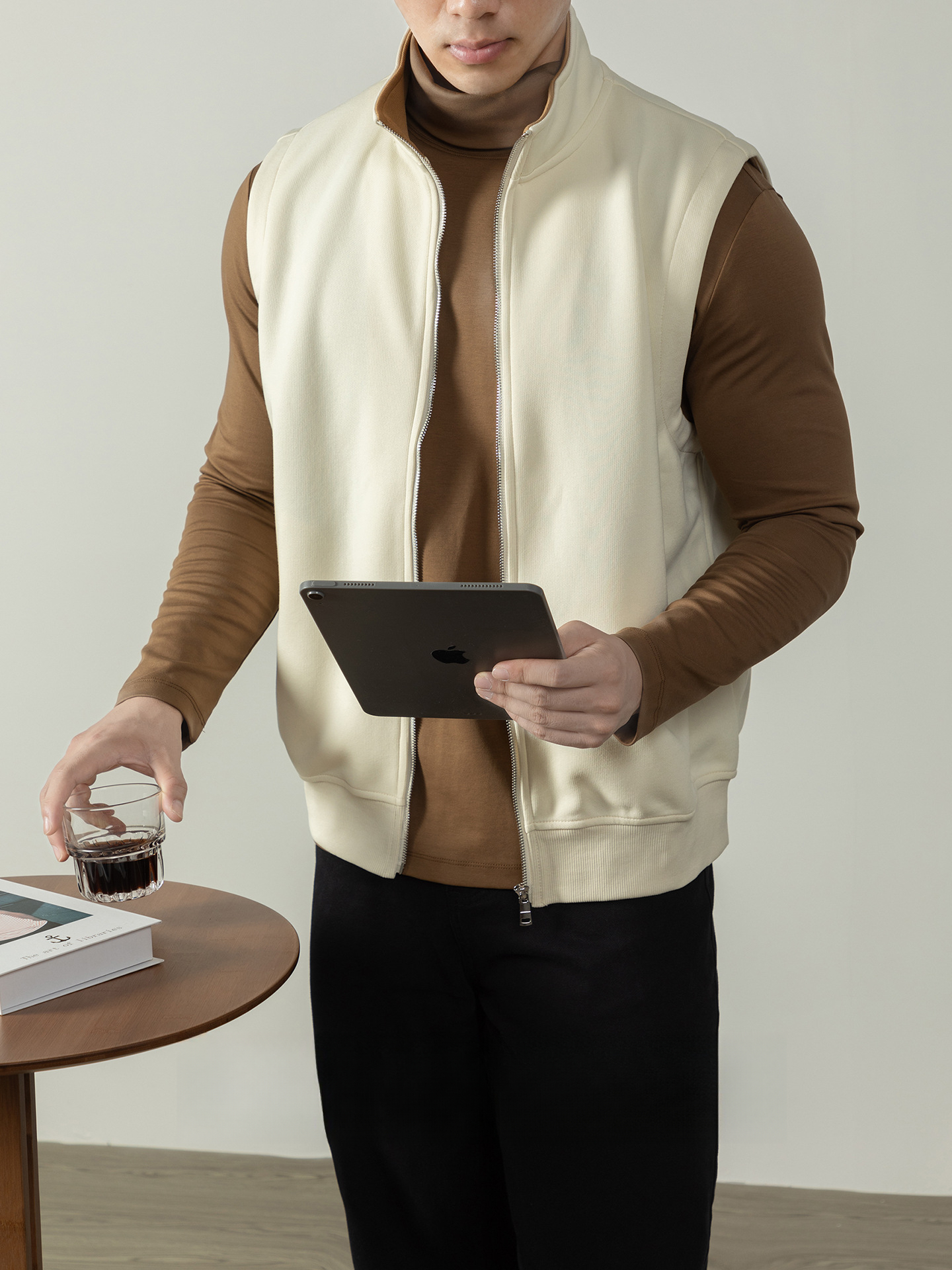 【淺奢老錢風】美式重磅360G棉感馬甲拉鍊外套無袖夾克運動坎肩男