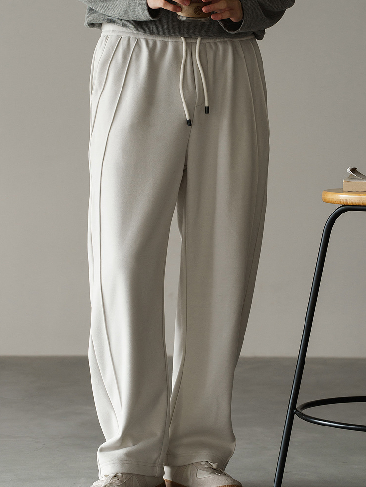 雲感棉混紡銀狐絨直筒衛褲男2025秋冬保暖加絨加厚寬鬆新款休閒褲