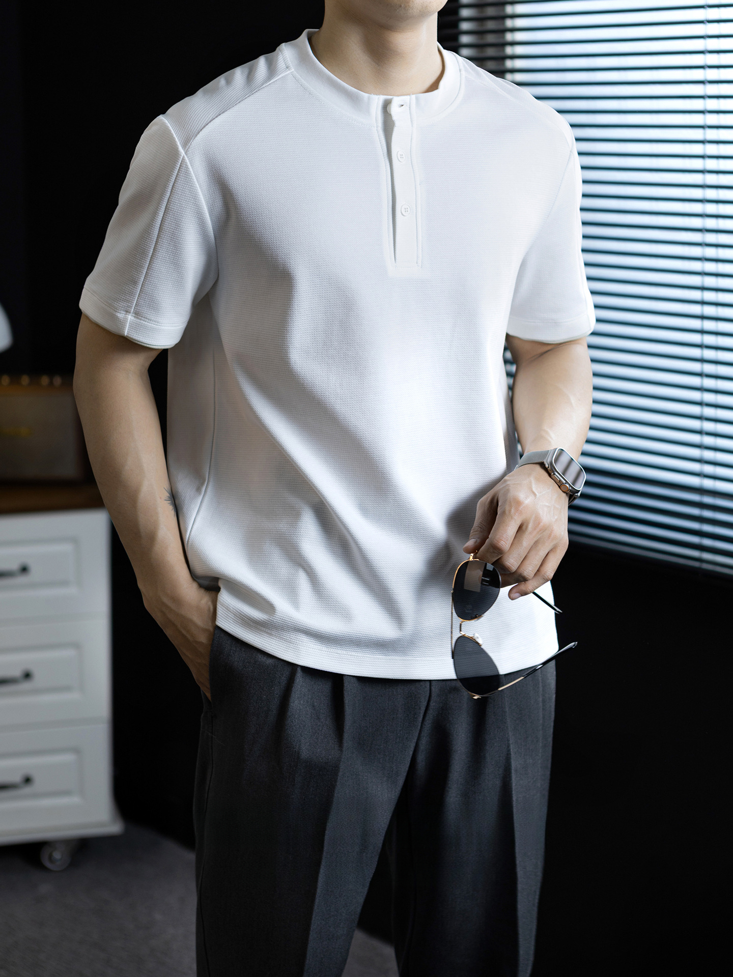 美式休閒風短袖男t恤撞色拼接假兩件polo衫夏季輕薄透氣半袖上衣