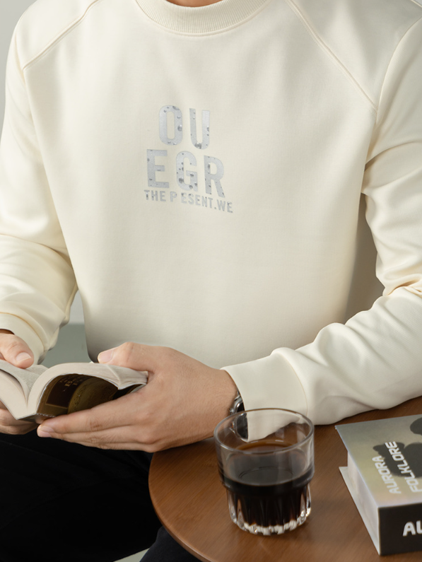 340G重磅日系秋田風衛衣男長袖質感豎紋插肩袖高端3D氣泡刻膜印花