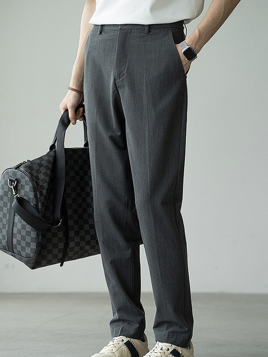 免燙抗皺顯瘦垂感微錐直筒休閒褲男2025夏季新款商務休閒百搭西褲