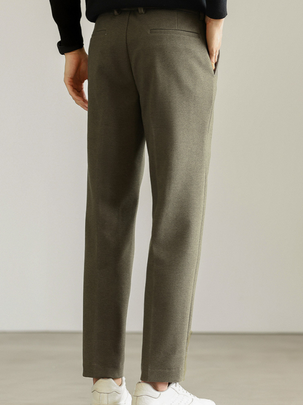 秋冬毛呢青年西褲商務輕熟休閒彈力直筒垂感九分褲高級感