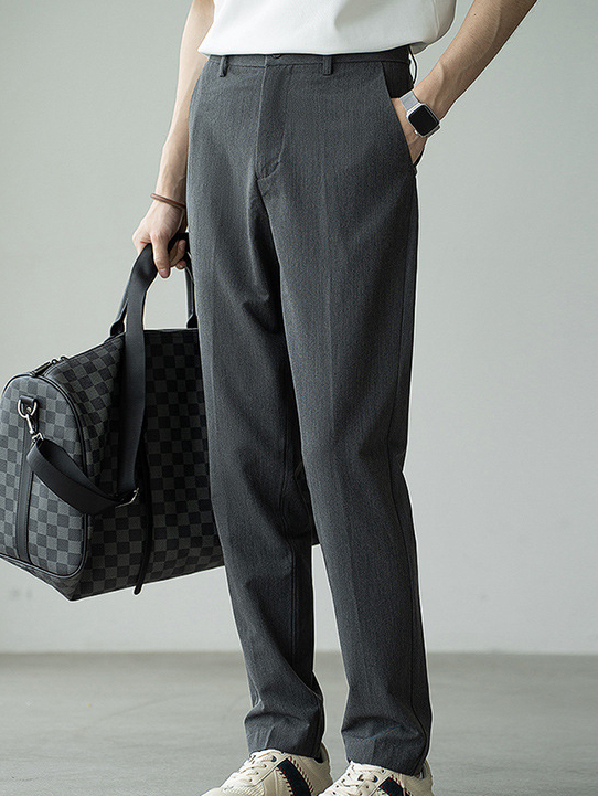 免燙抗皺顯瘦垂感微錐直筒休閒褲男2025夏季新款商務休閒百搭西褲
