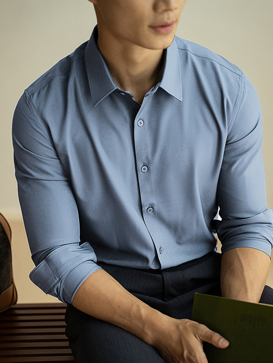 純色抗皺襯衫男士長袖白色2025春季通勤商務免燙正裝高級休閒襯衣