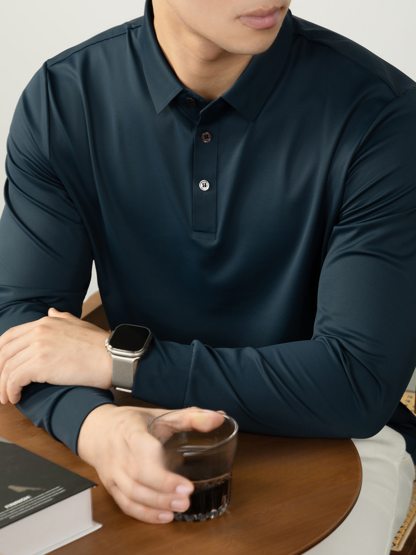 【高彈華夫格】輕奢免燙無痕男士長袖POLO衫2025秋冬商務通勤上衣