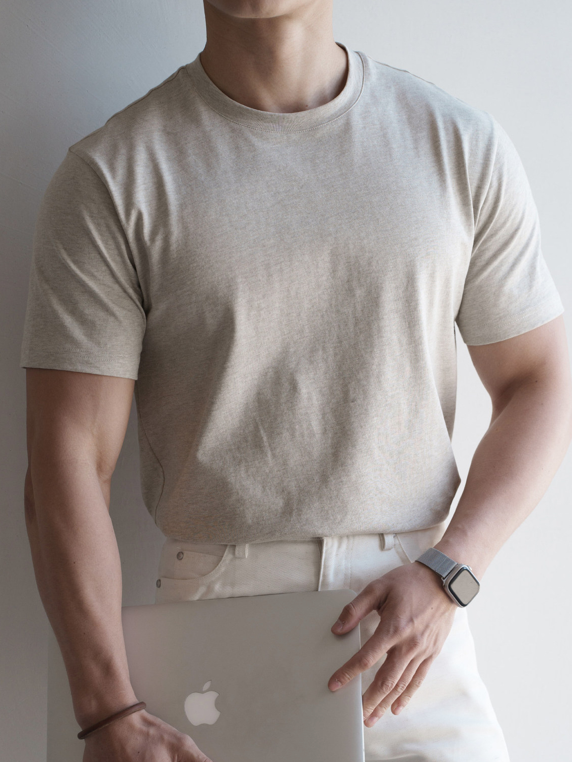 輕運動質感肌理休閒圓領T恤男士2026春夏新款通勤透氣速幹運動衫