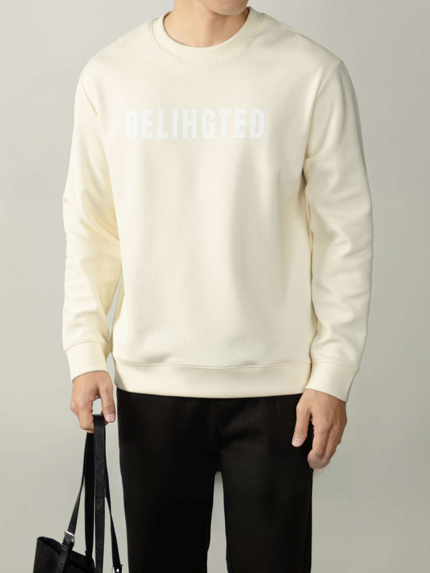 【日系慵懶風】一紗兩面親膚滑感圓領長袖衛衣男士3D印花春秋百搭