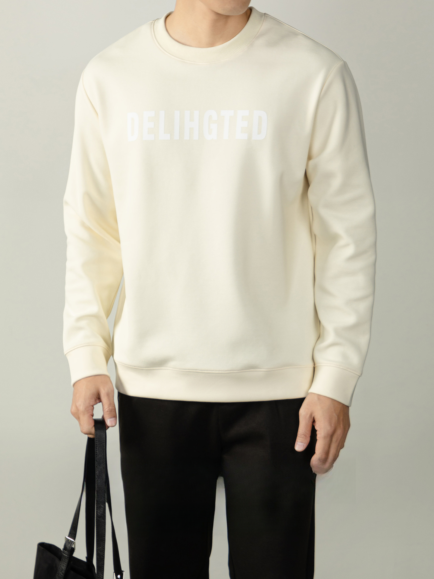 【日系慵懶風】一紗兩面親膚滑感圓領長袖衛衣男士3D印花春秋百搭