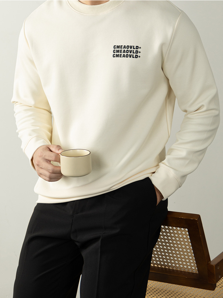 360G高克重慕斯滑感親膚打底衛衣男款2025秋冬立體植絨印花外套衫