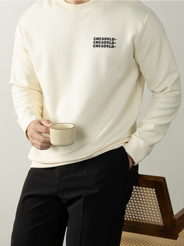 360G高克重慕斯滑感親膚打底衛衣男款2025秋冬立體植絨印花外套衫