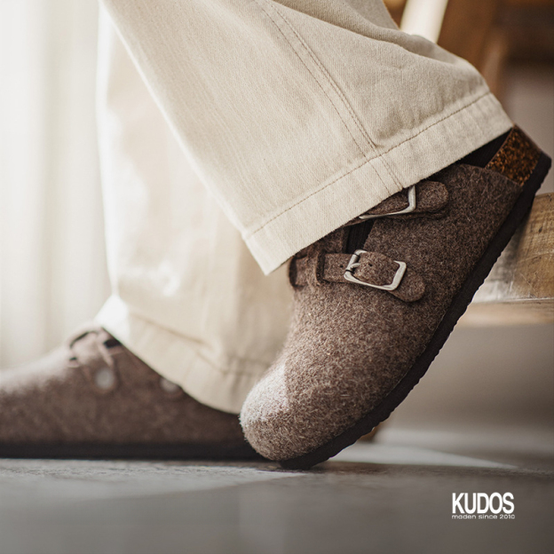 马登工装 羊毛毡穆勒鞋秋冬加厚新款男休闲一脚蹬外穿软木底包头半拖鞋-Retro's Wear