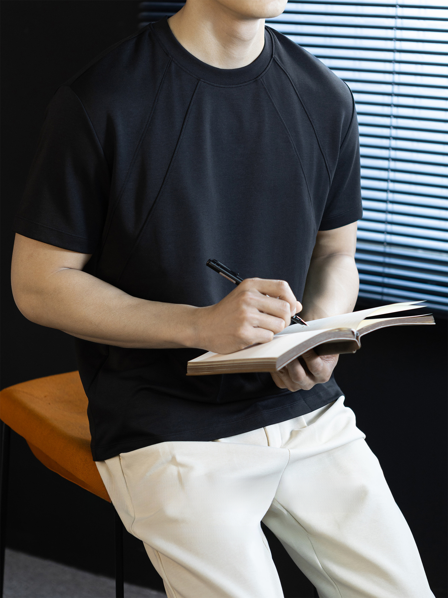 【都市輕旅】液氨莫代爾棉3D插肩短袖T恤男基礎純色休閒商務夏季