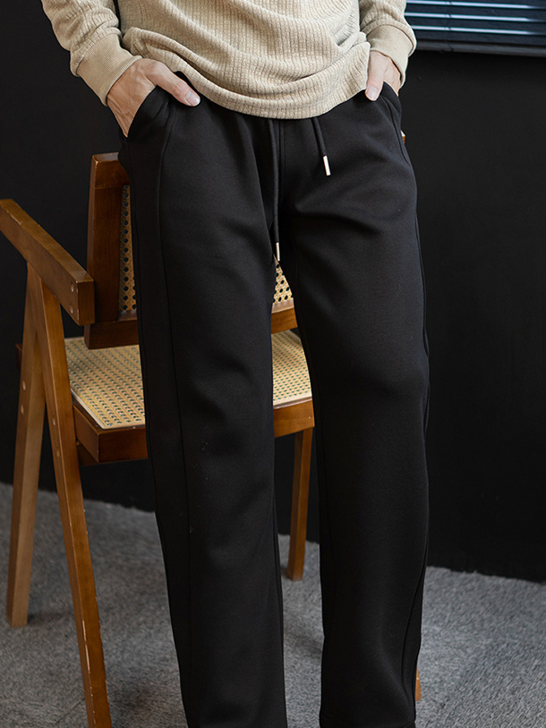 【鬆弛美學】時尚拼接加厚垂感繫繩長褲男微闊舒適休閒運動褲秋季