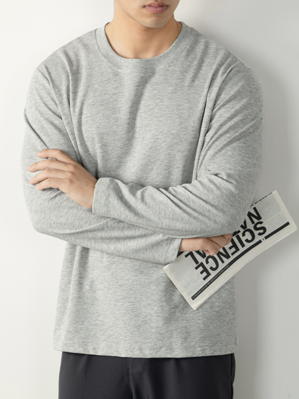 【慵懶高級感】240G重磅華夫格肌理長袖T恤男秋冬打底衫微闊寬鬆