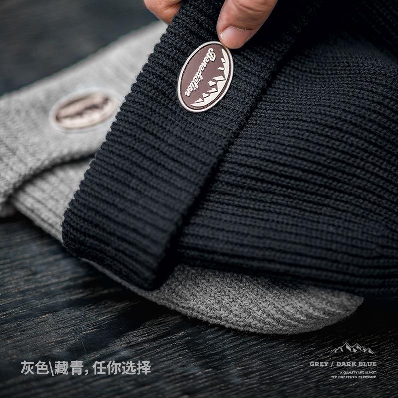 美式字母冷帽折邊針織毛線帽保暖百搭瓜皮帽子男冬-Retro's Wear