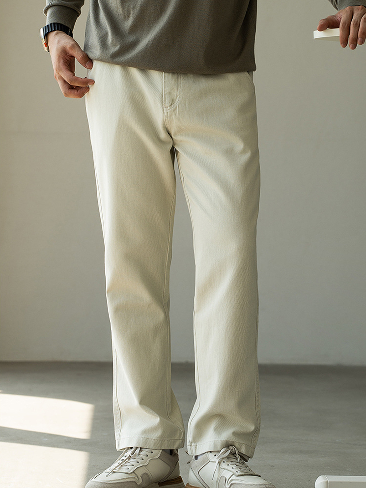 Cleanfit風復古洗水直筒牛仔褲男士2025秋季純色休閒長褲