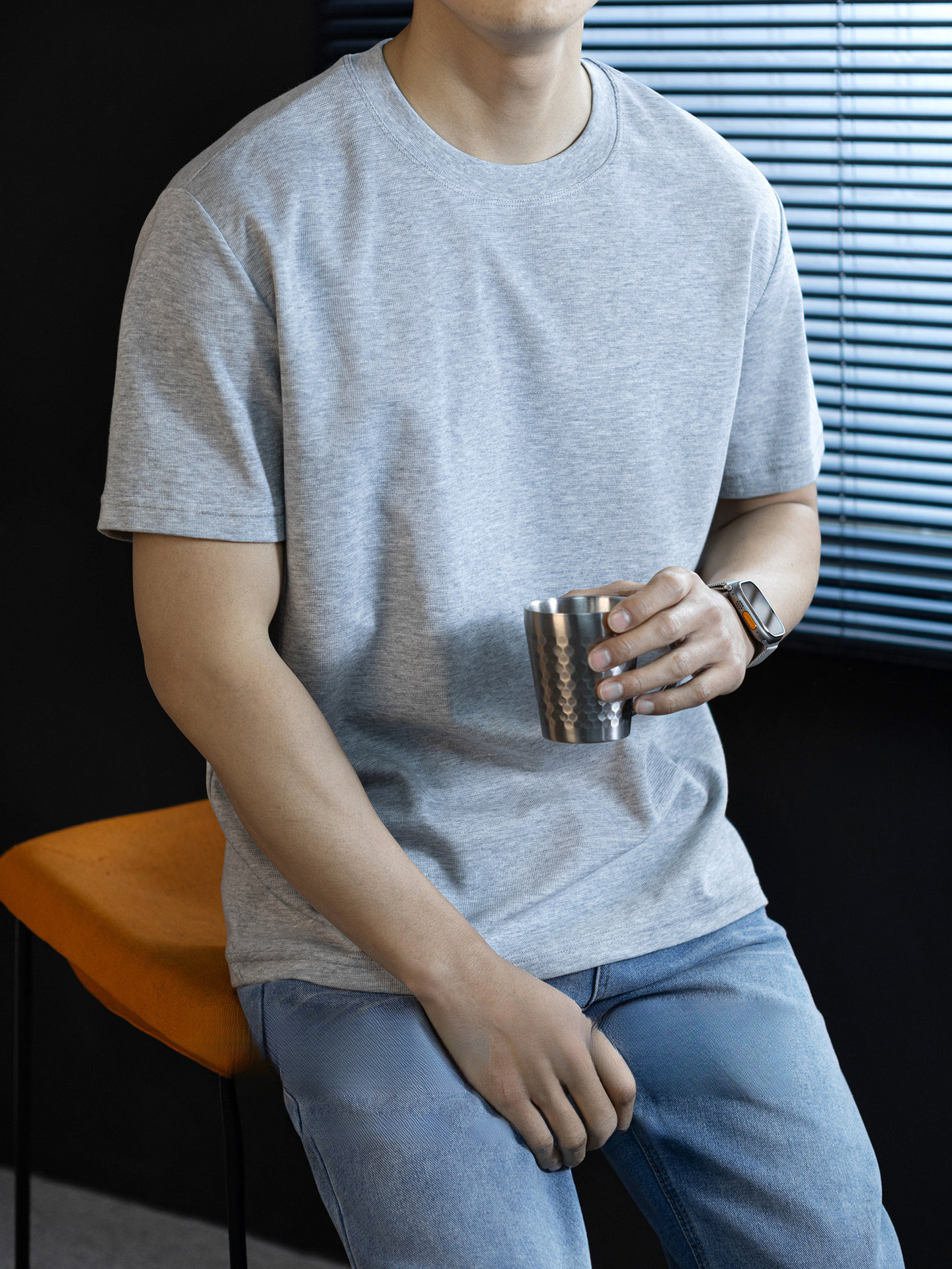 【都市鬆弛】26S世紀格肌理棉感純色T恤男士日常通勤短袖薄款夏季