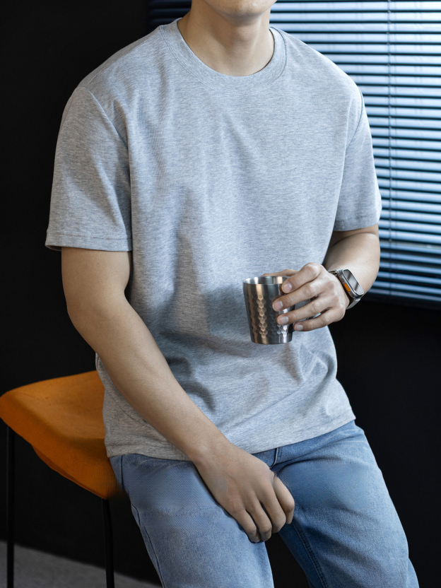 【都市鬆弛】26S世紀格肌理棉感純色T恤男士日常通勤短袖薄款夏季