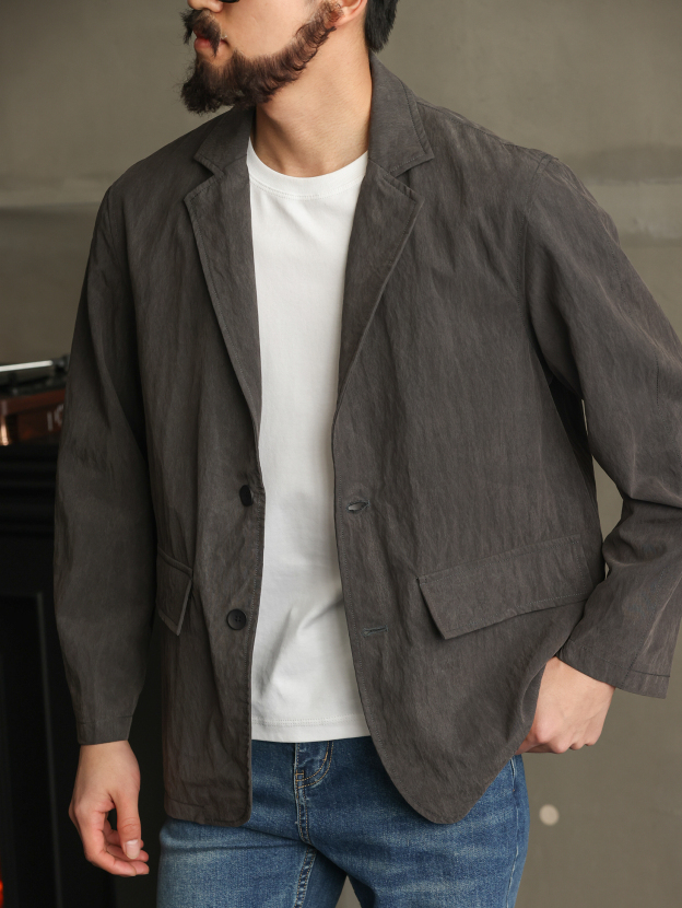 【輕薄零壓感】天絲抗皺肌理感西裝外套男士秋季休閒西服