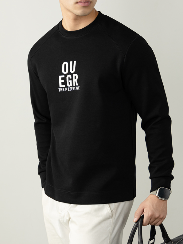 340G重磅日系秋田風衛衣男長袖質感豎紋插肩袖高端3D氣泡刻膜印花