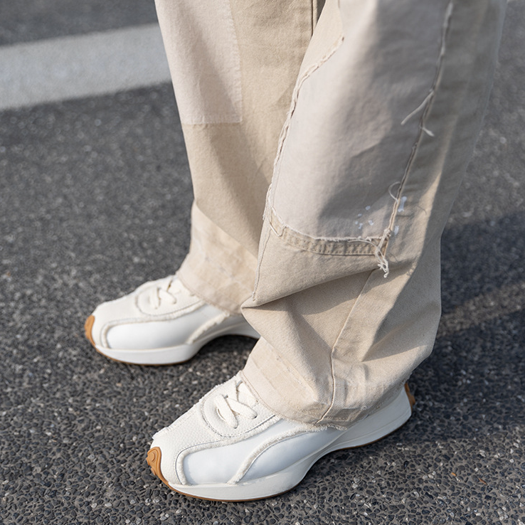 須邊慢跑鞋男2025春季新款透氣運動休閒鞋百搭復古阿甘鞋潮鞋