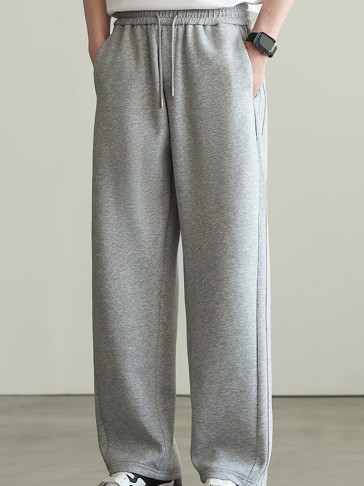 美式側邊立體壓褶休閒褲男士2025春季運動通勤直筒寬鬆衛褲男