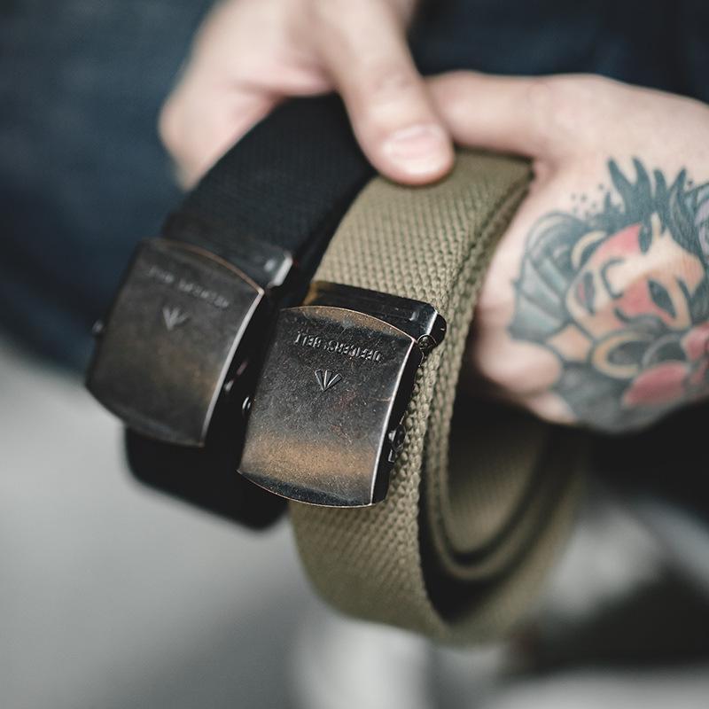 馬登工裝無孔鬆緊彈力編織皮帶單圈快脫硬漢休閒褲腰帶-Retro's Wear