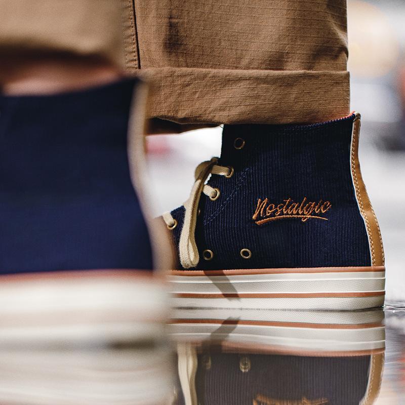 馬登男鞋男士春秋款燈芯絨高幫板鞋潮流低幫休閒布鞋潮鞋子-Retro's Wear